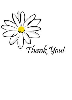 Thank You - Black Outline Daisy Flower Tattoo Stencil