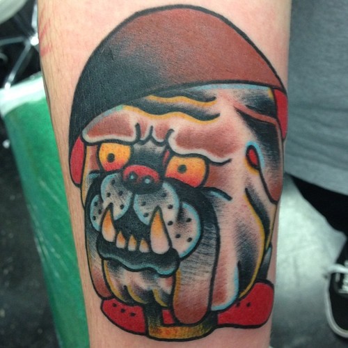 Traditional Bulldog Face Tattoo Design