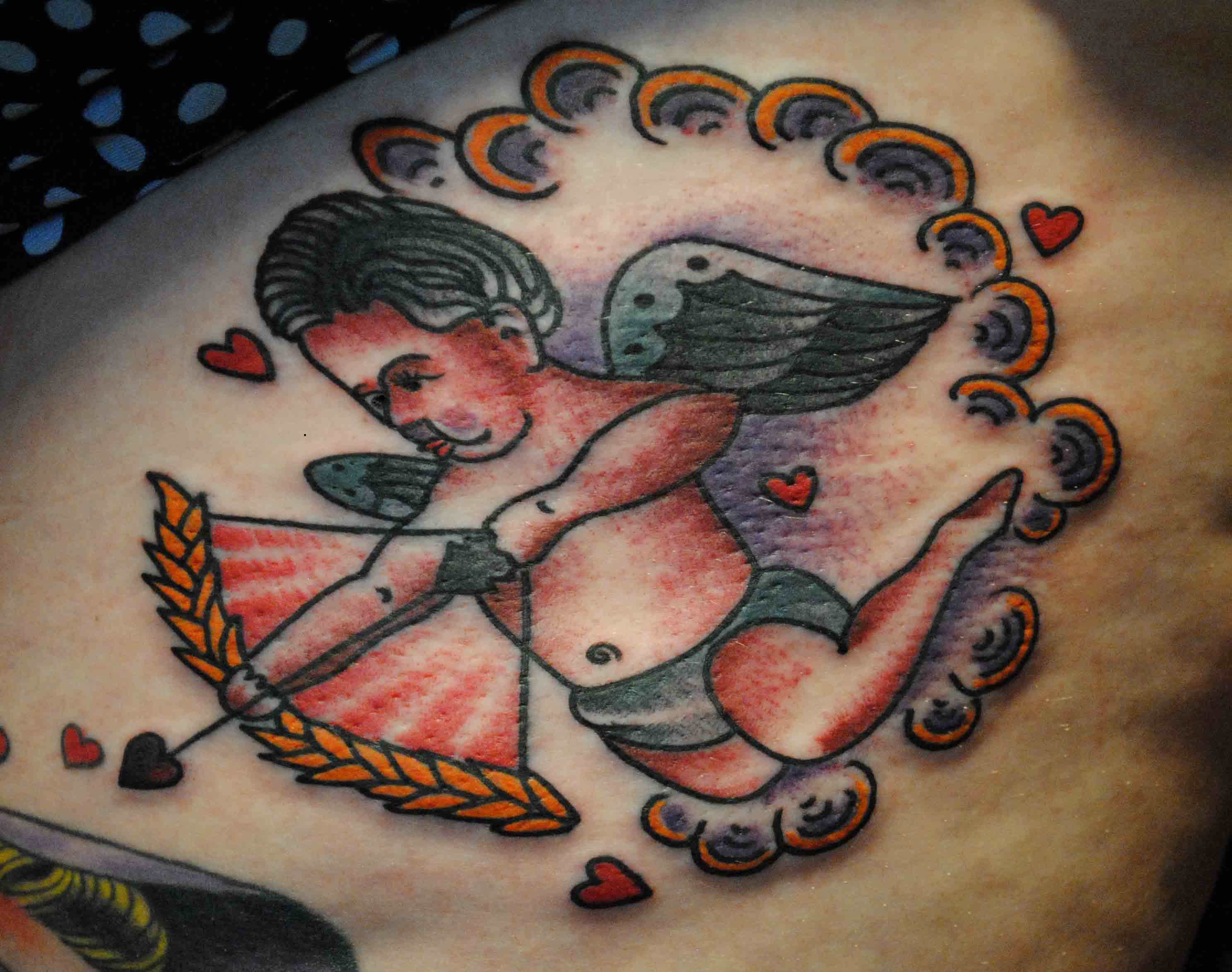 Traditional Cupid Cherub Tattoo Design