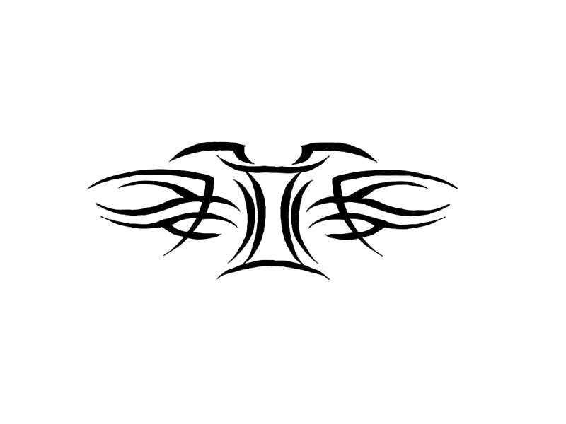 Tribal Gemini Zodiac Sign Tattoo Design