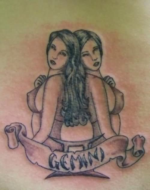 Twin Gemini Girl Tattoo Design Idea