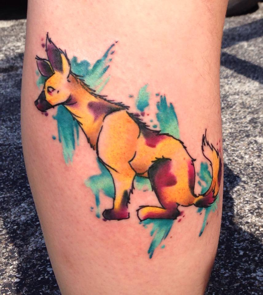 Watercolor Dog Tattoo Design
