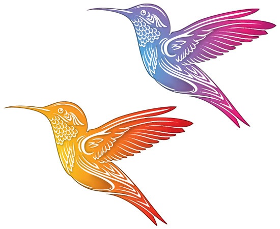 Wonderful Two Flying Hummingbird Tattoo Design