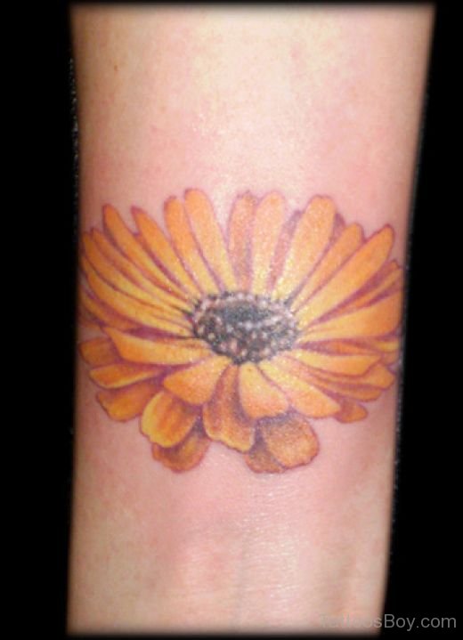 Yellow Daisy Flower Tattoo Design For Forearm