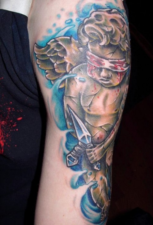 Zombie Cupid Cherub Tattoo Design For Sleeve
