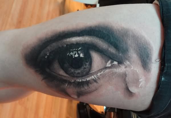 3D Crying Eye Tattoo Design For Half Sleeve