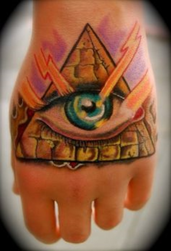 Attractive Illuminati Eye Tattoo On Hand