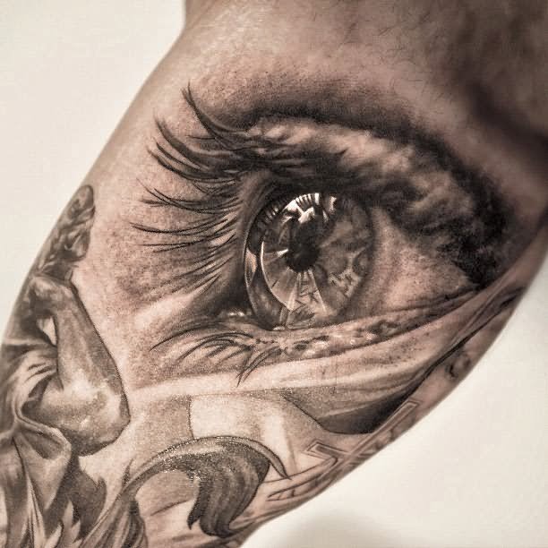 Awesome 3D Eye Tattoo Design For Arm