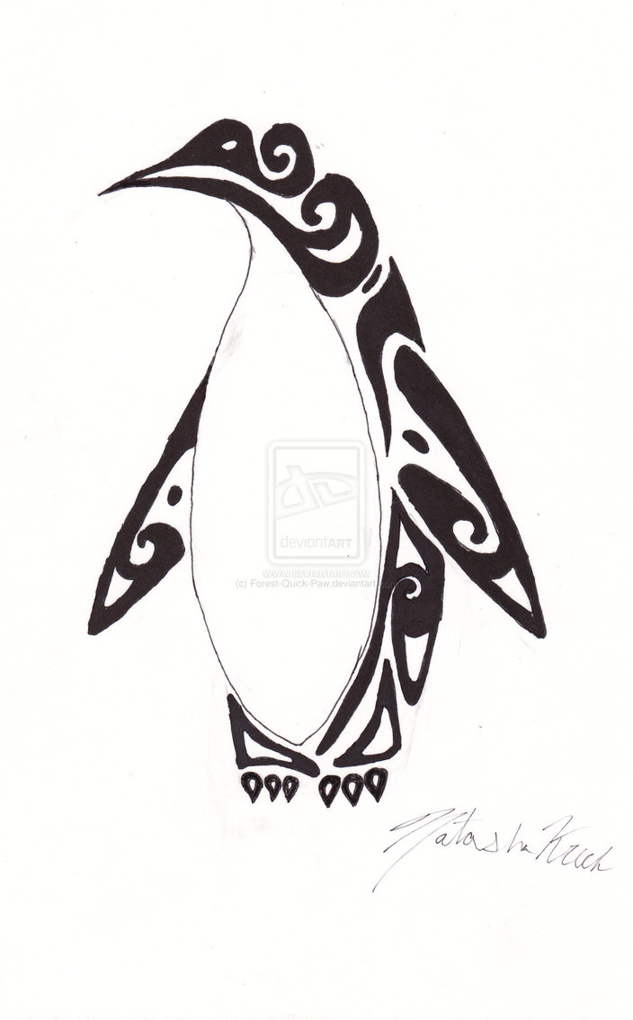 Awesome Black Penguin Tattoo Design