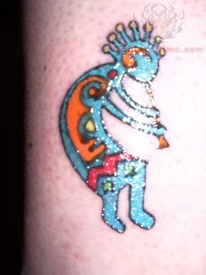 Awesome Colorful Kokopelli Tattoo Design
