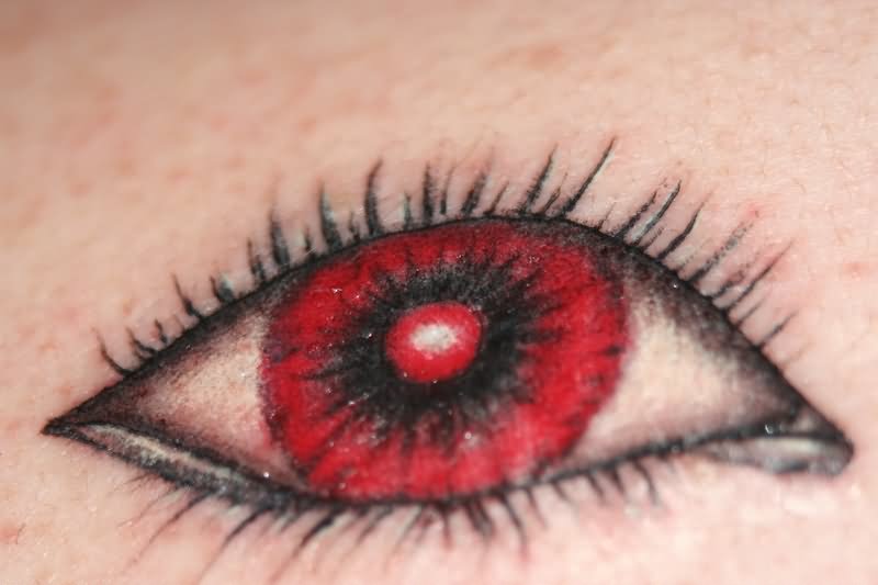 Awesome Red Eye Tattoo Design
