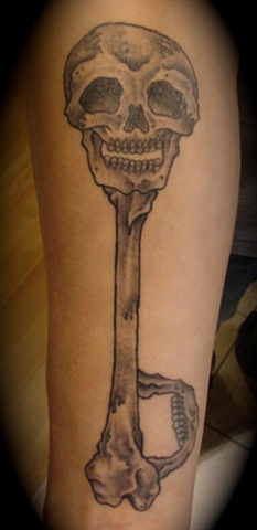 Awesome Skull Key Tattoo Design For Arm