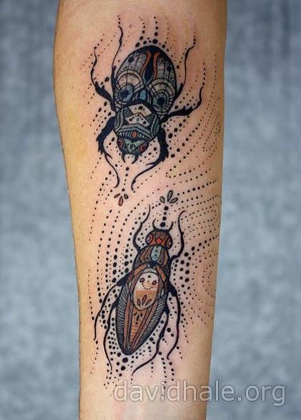 Awesome Two Insects Tattoo On Forearm