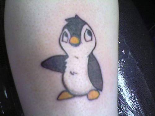 Black And Grey Simple Penguin Tattoo