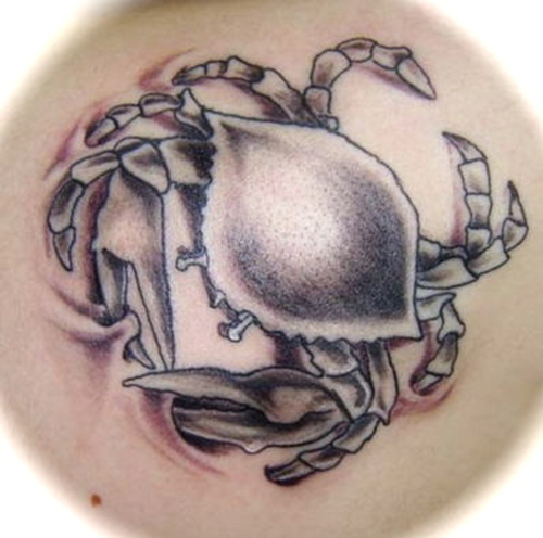 Black And Grey Crab Tattoo Image