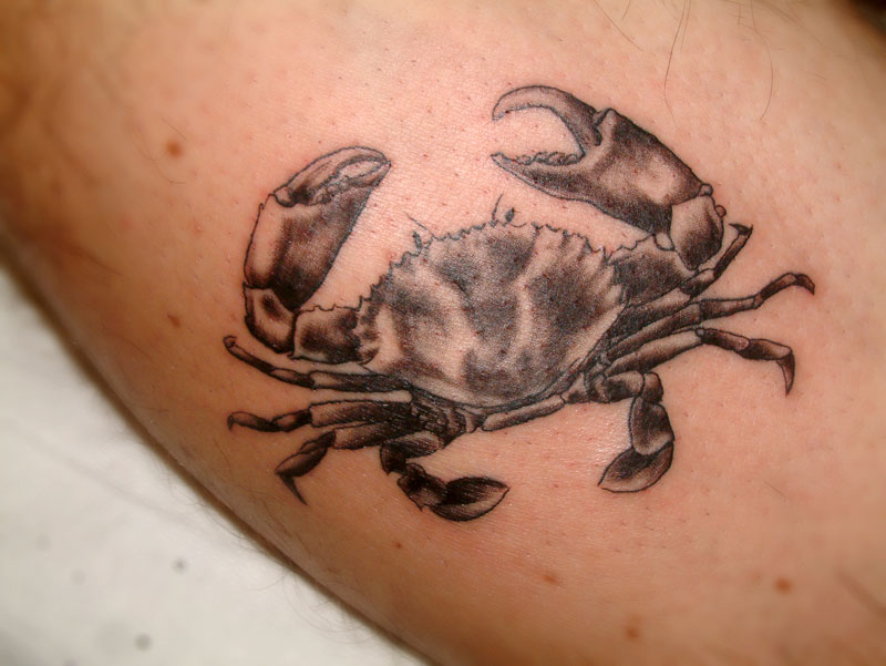 Black And Grey Crab Tattoo