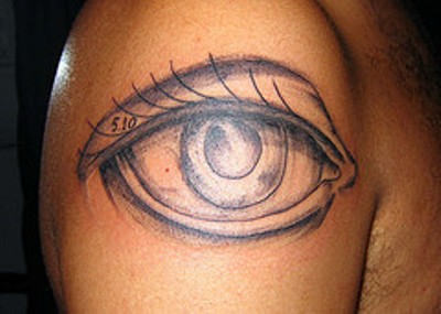 Black And Grey Eye Tattoo Design For Shoulder