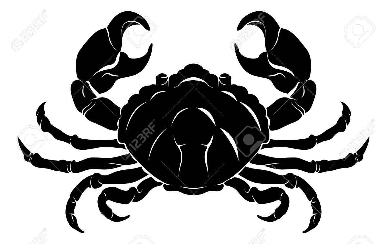 Black Ink Crab Tattoo Design