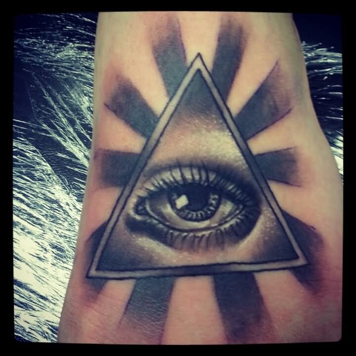 Black Ink Illuminati Eye Tattoo Design For Foot