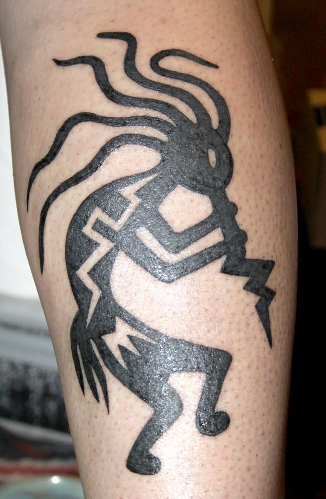 Black Kokopelli Tattoo Design For Sleeve