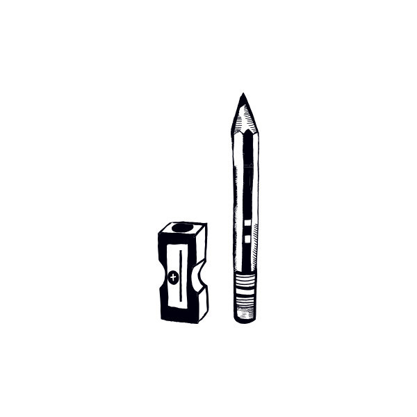 Black Pencil With Sharpner Tattoo Stencil
