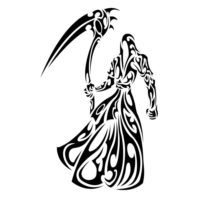 Black Tribal Death Grim Reaper Tattoo Stencil By Shadow696