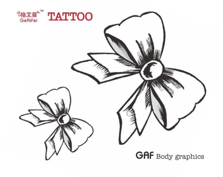 Black Two Ribbon Bow Tattoo Design