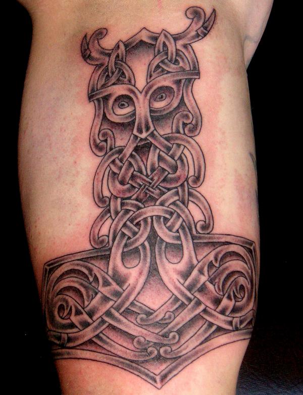 Celtic Viking Anchor Tattoo On Leg