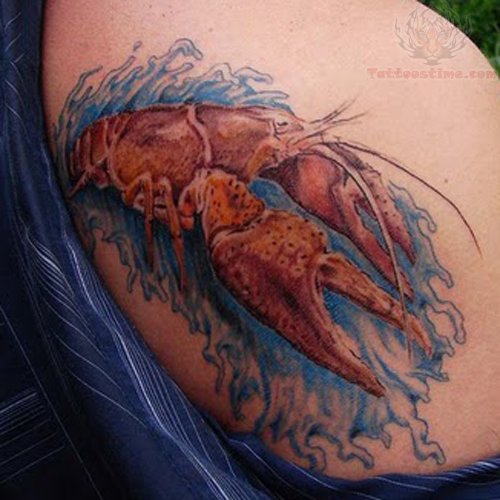 Color Crab Tattoo On Shoulder