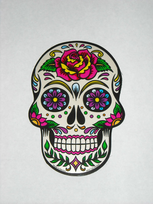 Colorful Dia De Los Muertos Skull Tattoo Design