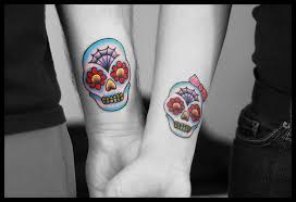 Colorful Dia De Los Muertos Skull Tattoo On Wrist