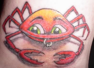 Crab With Pierced Face Tattoo