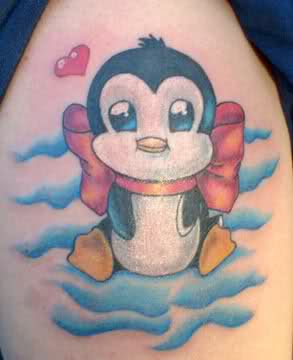 Cute Penguin Tattoo On Shoulder