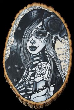Dia De Los Muertos Pin Up Girl In Frame Tattoo Design