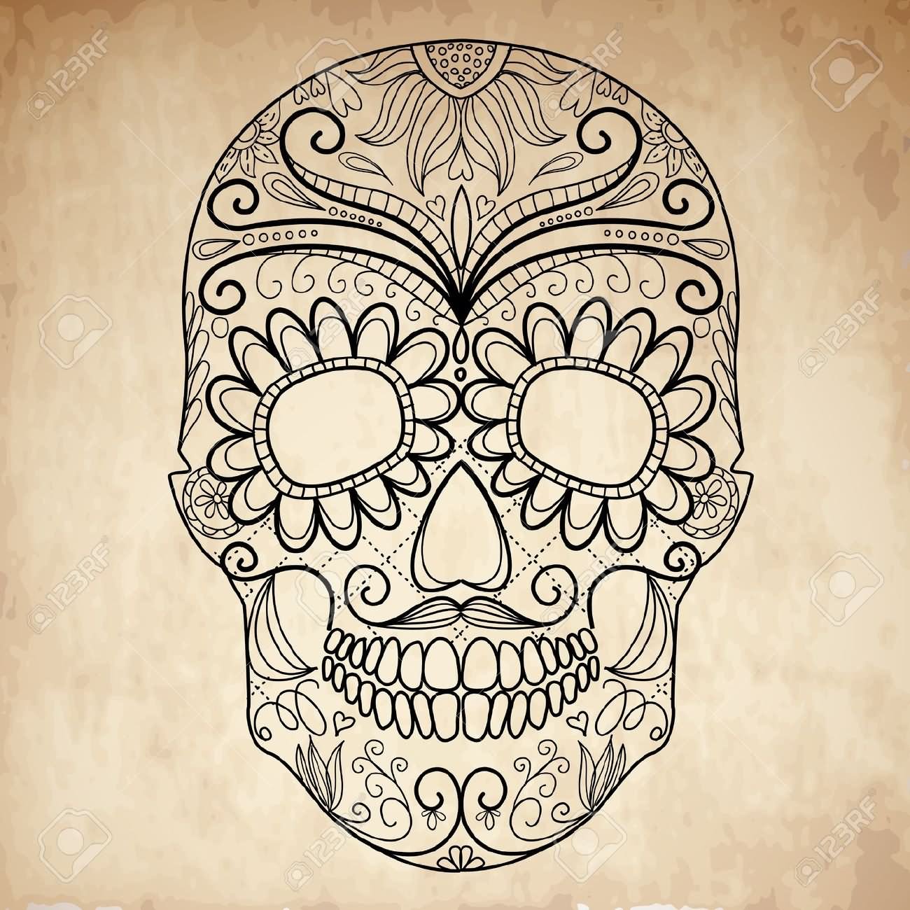 Dia De Los Muertos Skull Tattoo Design