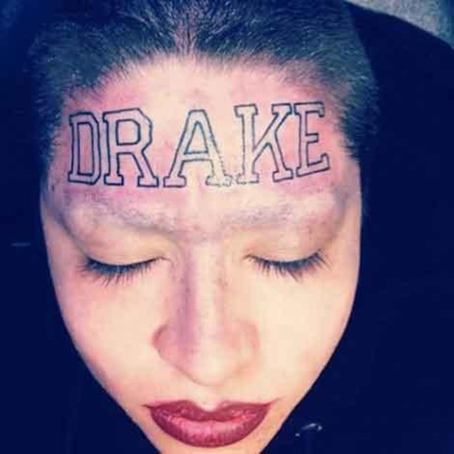 Drake Name Tattoo On Girl Forehead
