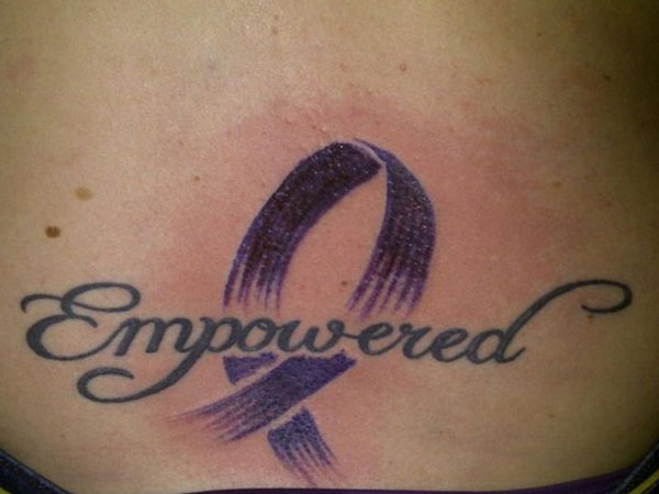 Empowered - Purple Cancer Ribbon Tattoo Design