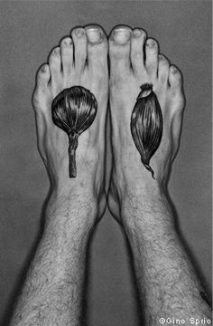 Garlic And Shallot Tattoo On Feet