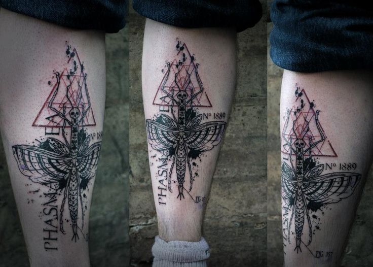 Geometric Insect Tattoo On Leg