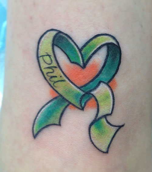 Green Ink Ribbon Tattoo Design