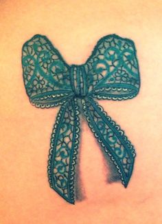 Green Lace Ribbon Bow Tattoo Design
