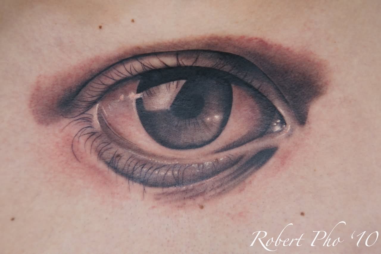 Grey Ink Eye Tattoo Design