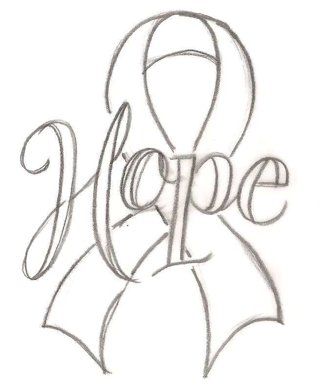 Hope - Scroll Cancer Ribbon Tattoo Stencil By Metacharis