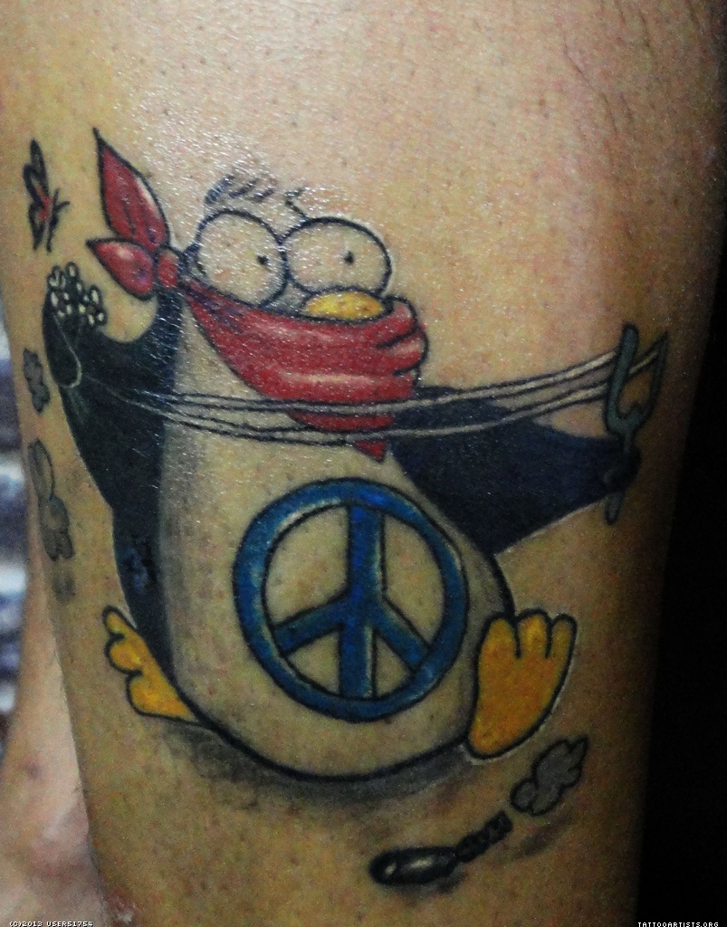 Hunter Penguin Tattoo On Arm