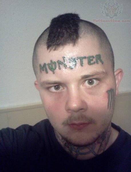 Monster Forehead Tattoo For Men