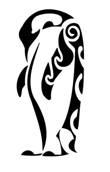 Nice Black Tribal Penguin Tattoo Design