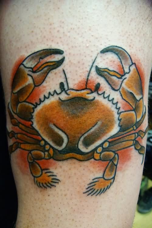 Old School Traditional Crab Tattoo On Left Bicep