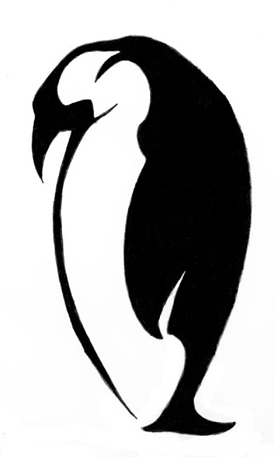 Outline Penguin Tattoo Design