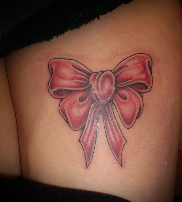 Pink Ink Ribbon Bow Tattoo Design