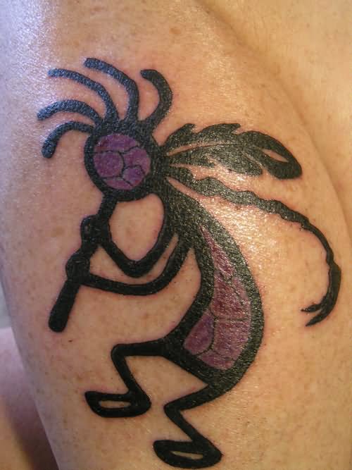 Purple And Black Kokopelli Tattoo Design